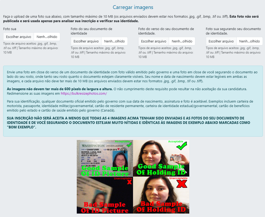 Sexta sessão de informações da aplicação